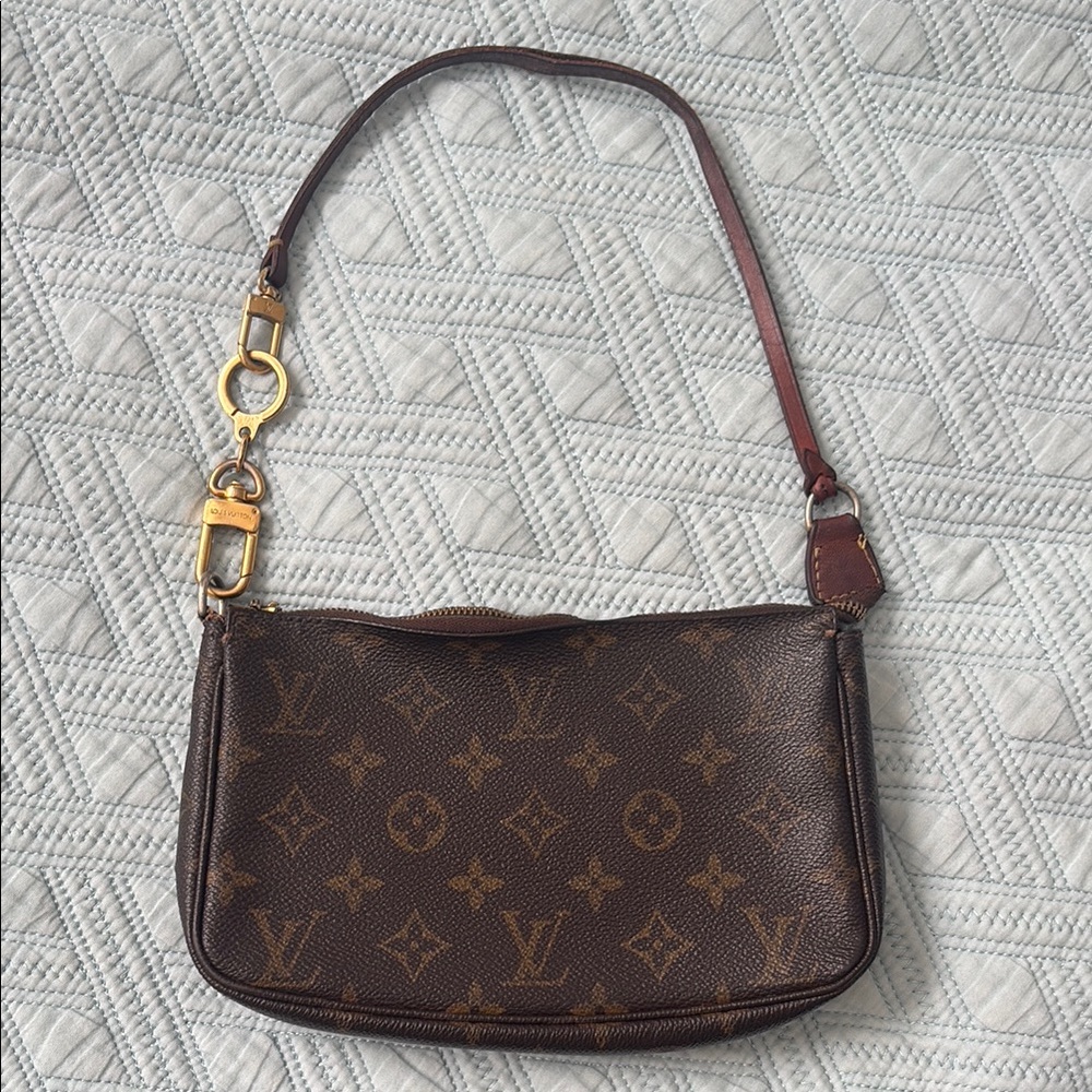 Louis Vuitton Brown Monogram Shoulder Bag with Gold Hardware